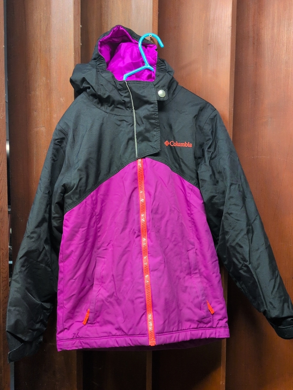 Columbia Black & Purple Kids' Insulated Puffer Jacket